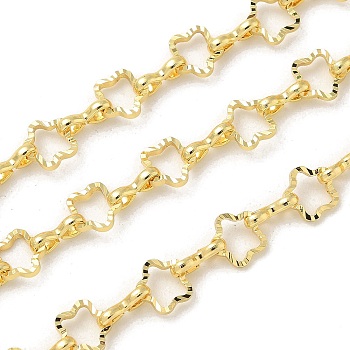 Rack Plating Brass Link Chains, Long-Lasting Plated, Unwelded, Star, Real 18K Gold Plated, 6x1mm