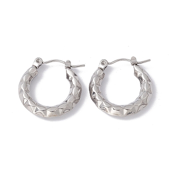 Non-Tarnish 304 Stainless Steel Chunky Hoop Earrings for Women, Stainless Steel Color, 20x20x4mm, Pin: 0.7mm