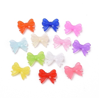 Imitation Jelly Style Acrylic Beads, Bowknot, Mixed Color, 14x18x4.5mm, Hole: 2mm, about 90pcs/50g