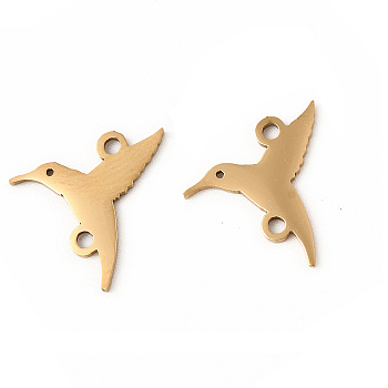 201 Stainless Steel Connector Charms, Hummingbird Links, Golden, 15.5x13.5x1mm, Hole: 1.4mm