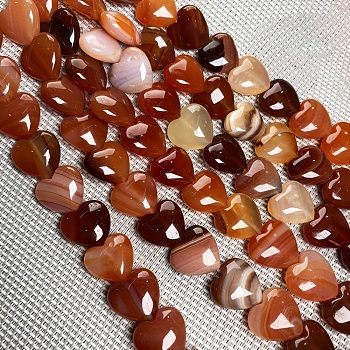Natural Red Agate Beads Strands, Heart, 10x10mm, about 38pcs/strand