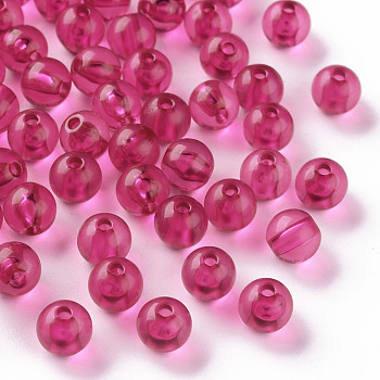Transparent Acrylic Beads, Round, Fuchsia, 8x7mm, Hole: 2mm, about 1745pcs/500g
