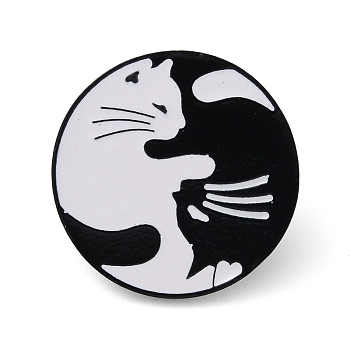 Cartoon Cat Enamel Pins, Black Alloy Badge for Backpack Clothes, Black, 30x1.8mm