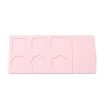 Silicone Wax Seal Mats, for Wax Seal Stamps, Mixed Shapes, Pink, 220x100x3.5mm, Inner Diameter: 37~41x36~48mm