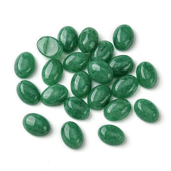 Natural White Jade Cabochons, Oval, Dyed, Green, 8~8.5x6~6.5x2.5~3.5mm