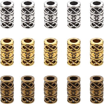 Tibetan Style Alloy Beads, Column, Lead Free & Cadmium Free, Mixed Color, 12x6mm, Hole: 3.5mm, 40pcs/color, 3 colors, 120pcs/box