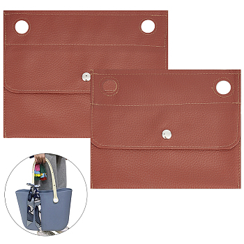 WADORN 2Pcs 2 Styles PU Imitation Leather Bag Organiser Inserts, Rectangle, Sienna, 158~180x190~225x5mm, Hole: 18.5mm, 1pc/style