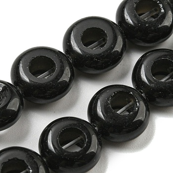 Natural Black Stone Beads Strands, Rondelle, 10~10.5x4~4.5mm, Hole: 1.2mm, about 20pcs/strand, 7.95''(20.2cm)