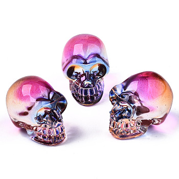 K9 Glass Display Decorations, Skull, for Halloween, Purple, 22x18x26mm