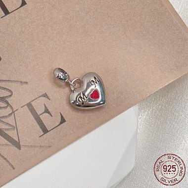 Red Heart Sterling Silver Dangle Charms