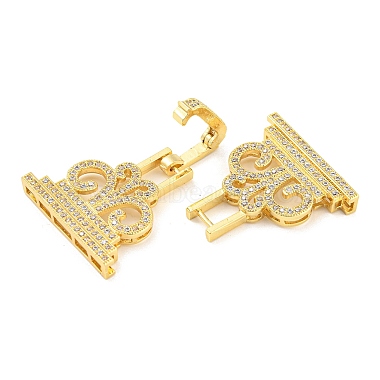Rack Plating Brass Micro Pave Clear Cubic Zirconia Fold Over Clasps(ZIRC-F140-06G)-2
