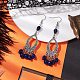 Halloween Skull Dyed Synthetic Turquoise & Alloy Dangle Earrings(EJEW-JE05890-04)-2