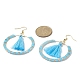 Glass Seed Braided Ring & Polycotton Tassel Dangle Earrings(EJEW-MZ00051)-4