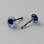 Glass Craft Needle Felting Eyes, with Iron Pins, Doll Making Accessories, Half Round, Marine Blue, 10.5x5mm(DOLL-WH0002-07C-01)