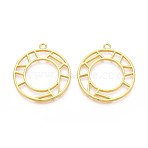 Alloy Open Back Bezel Pendants, For DIY UV Resin, Epoxy Resin, Pressed Flower Jewelry, Flat Round, Golden, 42x38x2mm, Hole: 3mm(PALLOY-WH0068-02G)