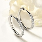 304 Stainless Steel Micro Pave Clear Cubic Zirconia Huggie Hoop Earrings, with 316 Stainless Steel Pins, Ring, Stainless Steel Color, 22x2.5mm(EJEW-C096-01H-P01)