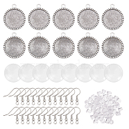 ARRICRAFT DIY 25 Pair Half Round Earring Making Kits, Including Alloy Pendant Cabochon Settings, Brass Earring Hooks and Dome Transparent Glass Cabochons, Antique Silver & Platinum, 4x4mm, Hole: 1mm, 200pcs/box(DIY-AR0001-34)