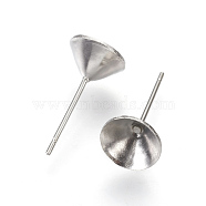 304 Stainless Steel Post Stud Earring Settings, for Pointed Back Xilion Rivoli Rhinestone, Stainless Steel Color, Fit For: 7mm Rhinestone, 16x8mm, Pin: 0.6mm(STAS-E446-01E-P)