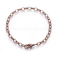 Iron Bracelet Making, with Lobster Claw Clasps, Red Copper, 205mm, Clasp: 12x7x3mm, Link: 7x4.5x1mm(X-IFIN-H031-R)