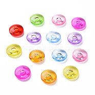 Transparent Acrylic Beads, Flat Round, Mixed Color, 12.5x4mm, Hole: 3.5mm, about 1800pcs/500g(MACR-N013-020)