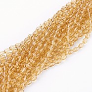 Glass Beads Strands, Faceted, Oval, Orange, 6x4mm, Hole: 1mm, about 65~70pcs/strand, 14.96 inch~15.16 inch(38~38.5cm)(GC891Y-10)