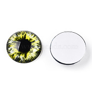 Glass Cabochons, Half Round with Eye, Champagne Yellow, 20x6.5mm(GGLA-T004-03-H)