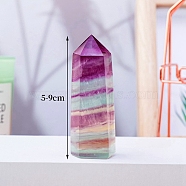 Point Tower Natural Fluorite Home Display Decoration, Healing Stone Wands, for Reiki Chakra Meditation Therapy Decos, Hexagon Prism, 15x50~90mm(PW-WG51504-01)
