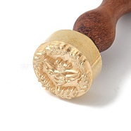 Brass Clay Seal Stamp Set, 1Pc Golden Tone Sealing Stamp Solid Brass Head, with 1Pc Wood Handle, For Unique Imprints on Ceramics and Other Soft Materials, Bees, 75mm, head: 12mm thick, stamps: 25.4mm(DIY-WH0577-006)