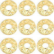 24Pcs Eco-Friendly Brass Connector Charms, Cadmium Free & Lead Free, Donut/Pi Disc, Bumpy, Real 18K Gold Plated, 12.5x1.5mm, Hole: 1mm(KK-BC0008-19)
