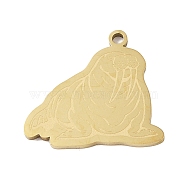 304 Stainless Steel Pendants, Walrus Charm, Golden, 20.5x22.5x1.5mm, Hole: 1mm(STAS-C095-07G)