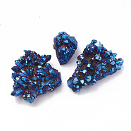 Electroplate Natural Druzy Quartz Crystal Decorations, Random Shape, Blue Plated, 70~116x40~100x30~58mm(G-S299-114B)