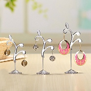 3Pcs 3 Sizes Flower Alloy with Iron Dangle Earrings Display Stands, Photo Props, Antique Silver, 7.5x10.5~13.5cm, 1pc/size(PW-WG94325-02)