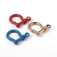 Spray Painted and Rose Gold Plated Alloy Screw D-Ring Anchor Shackle Clasps, Mixed Color, 25x25x7mm, Hole: 2.5mm(X-PALLOY-H540)