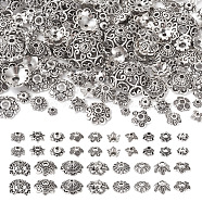 180Pcs 18 Style Tibetan Style Alloy Bead Caps Sets, Flower, Antique Silver, 6~18x2~9mm, Hole: 1~2.5mm, 10pcs/style(TIBE-TA0001-26)