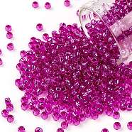TOHO Round Seed Beads, Japanese Seed Beads, (2217) Silver Lined Fuchsia, 8/0, 3mm, Hole: 1mm, about 1110pcs/50g(SEED-XTR08-2217)