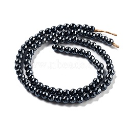 Handmade Lampwork Beads, Round, Black, 8.5x7.5mm, Hole: 1.4mm, about 89pcs/strand, 25.91''(65.8cm)(LAMP-Z008-01C)