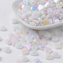 Transparent Acrylic Beads, Heart, White, 8x8x3mm, Hole: 1.5mm, about 2800pcs/500g(PL539-878)