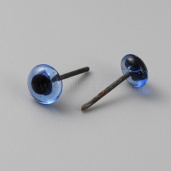 Glass Craft Needle Felting Eyes, with Iron Pins, Doll Making Accessories, Half Round, Marine Blue, 10.5x5mm(DOLL-WH0002-07C-01)