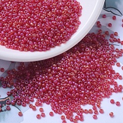 MIYUKI Round Rocailles Beads, Japanese Seed Beads, 11/0, (RR141FR) Matte Transparent Ruby AB, 2x1.3mm, Hole: 0.8mm, about 1111pcs/10g(X-SEED-G007-RR0141FR)