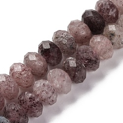 Natural Strawberry Quartz Beads Strands, Faceted, Rondelle, 7.5~8x5.5~6mm, Hole: 1mm, about 69pcs/strand, 15.16 inch(38.5cm)(G-K380-A48-04)