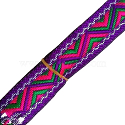 7M Ethnic Style Polyester Jacquard Triangle Ribbon, Purple, 3/4 inch(20mm), about 7.66 Yards(7m)/Roll(PW-WG96346-17)
