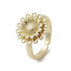 Brass Adjustable Open Rings, Flower, US Size 7(17.3mm)(RJEW-K257-87G-G)