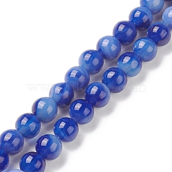 Handmade Lampwork Beads Strands, Round, Blue, 8mm, Hole: 1mm, about 48pcs/strand, 14.17''(36cm)(LAMP-D072-A-07)
