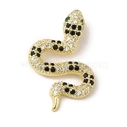 Brass Micro Pave Cubic Zirconia Pendant, Real 18K Gold Plated, Snake, 25x16x6mm, Hole: 4x2mm(KK-R162-034A-G)