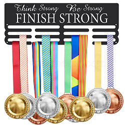 Fashion Iron Medal Hanger Holder Display Wall Rack, with Screws & Word Think Strong Be Strong Finish Strong, 150x400mm(ODIS-WH0021-200)