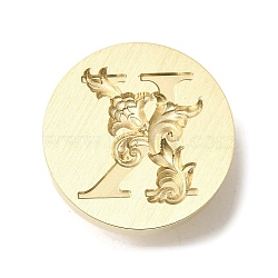 Wax Seal Brass Stamp Heads, Flower Letter Series, Golden, Letter K, 25.5x14mm, Hole: 7mm(AJEW-D301-02G-K)