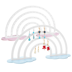 Nbeads 2 Sets 2 Colors Rainbow Acrylic Earring Display Stands, Earring Organizer Holder, Mixed Color, Finish Product: 34x9x17.5cm, about 3pcs/set(EDIS-NB0001-08)