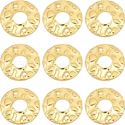 24Pcs Eco-Friendly Brass Connector Charms, Cadmium Free & Lead Free, Donut/Pi Disc, Bumpy, Real 18K Gold Plated, 12.5x1.5mm, Hole: 1mm(KK-BC0008-19)