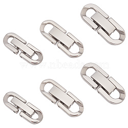 Elite 6Pcs 3 Styles 304 Stainless Steel Fold Over Clasps, Oval, Stainless Steel Color, 18~22x6.5~8x3mm, Hole: 2.5~4x2.5~4mm, about 2pcs/style(STAS-PH0004-98)