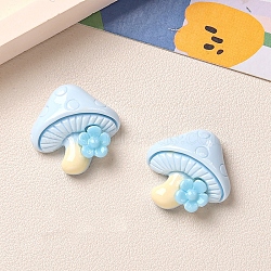 Opaque Resin Cabochons, Mushroon, Light Sky Blue, 26x25mm(PW-WG7951E-02)